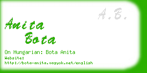 anita bota business card